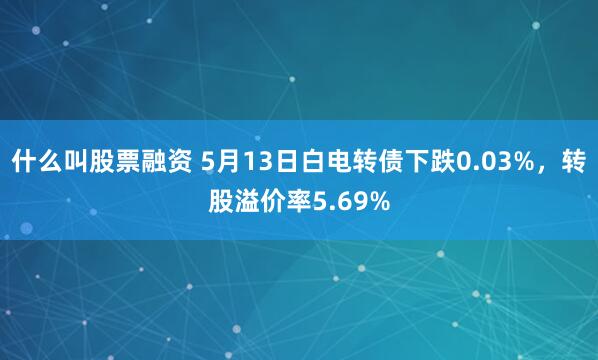 什么叫股票融资 5月13日白电转债下跌0.03%，转股溢价率5.69%