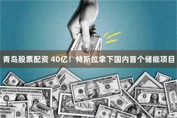 青岛股票配资 40亿！特斯拉拿下国内首个储能项目