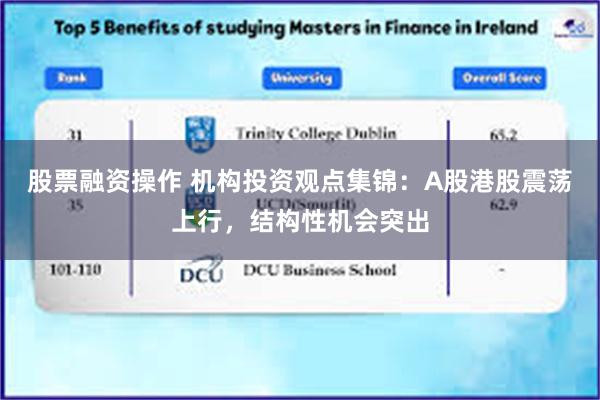 股票融资操作 机构投资观点集锦：A股港股震荡上行，结构性机会突出
