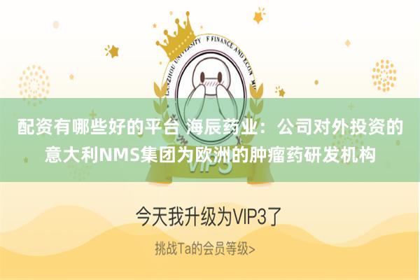 配资有哪些好的平台 海辰药业：公司对外投资的意大利NMS集团为欧洲的肿瘤药研发机构