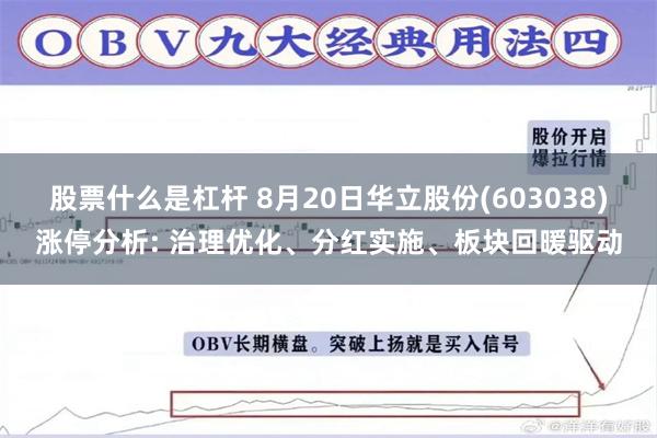 股票什么是杠杆 8月20日华立股份(603038)涨停分析: 治理优化、分红实施、板块回暖驱动